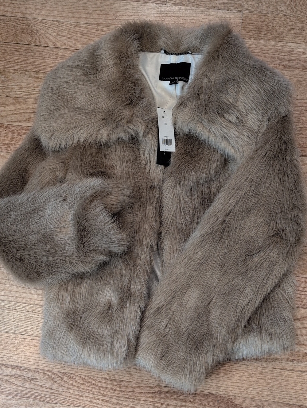 Banana Republic Taupe Faux-Fur Teddy Jacket